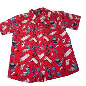 Tony Hawk Red Skaters Button Up Shirt Boys Size 7X BoxTCL